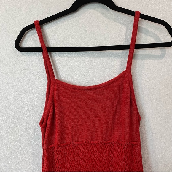 Castro Concept Pointelle Vintage Knit Baby Doll Dress Red Medium - Picture 8 of 8